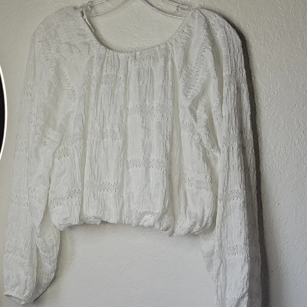 Zara White  Voluminous Women's Crop Top Blouse Size M